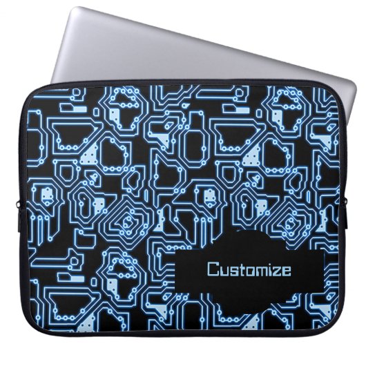 Blau und schwarz Computerzirkus Laptop-Sieb Laptopschutzhülle (Vorderseite)