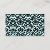 Blau und schwarz Damask Kronier Platzkarte (Rückseite)