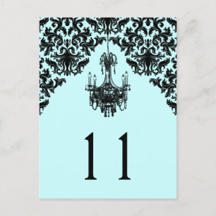 Blau und schwarz Damaskus Kronleuchter-Tischnummer Postkarte