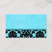 Blau- und Schwarz-Damast-Platzkarten Platzkarte (Rückseite)