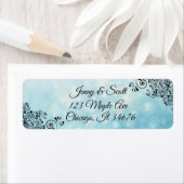 Blau und Schwarz dekorative Rücksendeadressen-Aufk (Insitu)