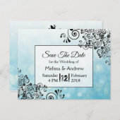 Blau und schwarz dekorativer Baum Speichern Sie di Postkarte (Vorne/Hinten)