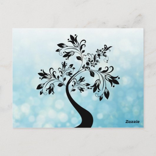 Blau und schwarz dekorativer Baum Speichern Sie di Postkarte (Rückseite)