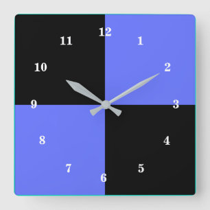Blau- und Schwarz-Farben - individuell anpassbar Quadratische Wanduhr