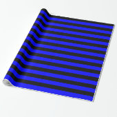 Blau und Schwarz gestreift Geschenkpapier (Ungerollt)