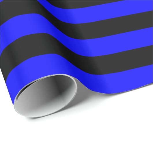 Blau und Schwarz gestreift Geschenkpapier (Rolleneckpunkt)