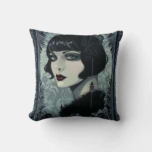 Blau und Schwarz Gothic Roaring 20er Frauen Kissen