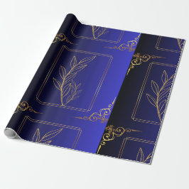 Blau und schwarz Gradient Golden Frame Gemustert Geschenkpapier
