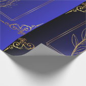 Blau und schwarz Gradient Golden Frame Gemustert Geschenkpapier (Ecke)
