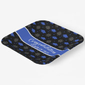 Blau- und Schwarz-Graduierungs-Cap-Muster Pappteller (Gewinkelt)