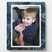 Blau und Schwarz Imitat Marmorboden Foto Plaque Fotoplatte (Vorderseite)