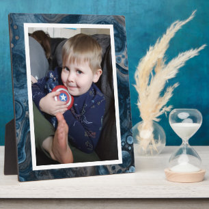 Blau und Schwarz Imitat Marmorboden Foto Plaque Fotoplatte