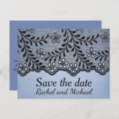 Blau und Schwarz - Imitate stehen Save the Date Ankündigungspostkarte (Vorne/Hinten)