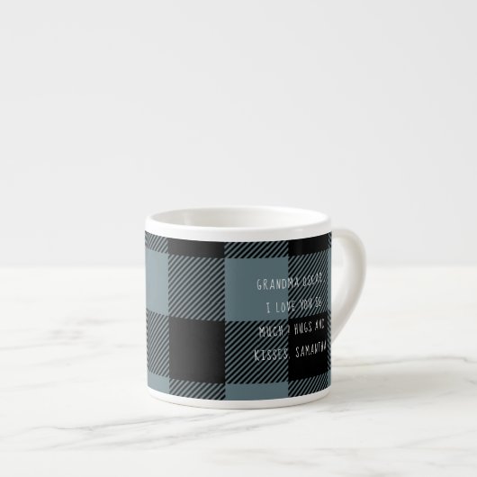 Blau und Schwarz Kariert bester Opa-Geschenk mit F Espressotasse (Vorderseite Rechts)