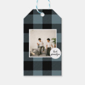 Blau und Schwarz Kariert bester Opa-Geschenk mit F Geschenkanhänger (Vorderseite)