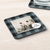 Blau und Schwarz Kariert bester Opa-Geschenk mit F Getränkeuntersetzer (Linke Seite)