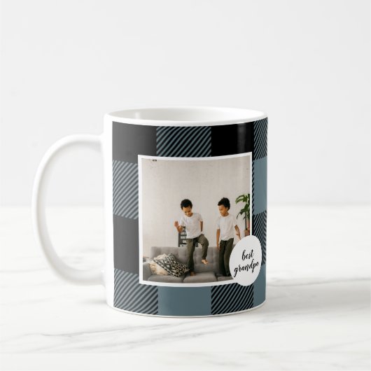 Blau und Schwarz Kariert bester Opa-Geschenk mit F Kaffeetasse (Links)