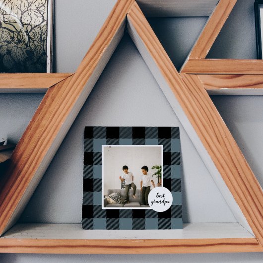 Blau und Schwarz Kariert bester Opa-Geschenk mit F Magnetkarte