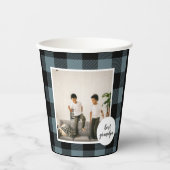 Blau und Schwarz Kariert bester Opa-Geschenk mit F Pappbecher (Vorderseite)