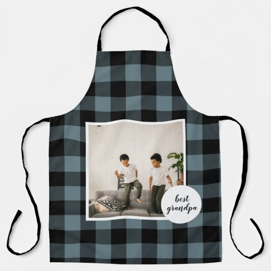 Blau und Schwarz Kariert bester Opa-Geschenk mit F Schürze (Vorderseite)