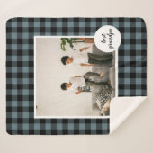 Blau und Schwarz Kariert bester Opa-Geschenk mit F Sherpadecke (Vorderseite (Horizontal))