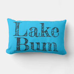 Blau und schwarz LAKE BUM Typografie Lendenkissen