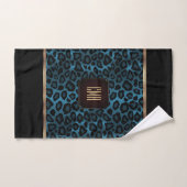 Blau- und Schwarz-Leopard-Muster mit Monogramm Badhandtuch Set (Handtuch)