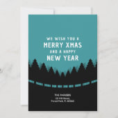 Blau und schwarz Merry Xmas mit Retro-Kiefern Karte (Vorderseite)