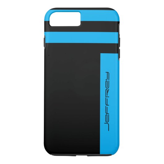 Blau und Schwarz Minimalistisch mit Name Einfache Case-Mate iPhone Hülle (Rückseite)