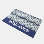 Blau und Schwarz mit Aquamarin Fußmatte (Schrägansicht)