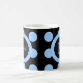Blau und Schwarz mit Polka-Punkten und Namen Kaffeetasse (Mittel)