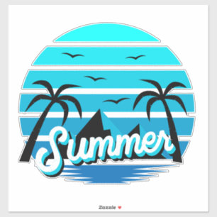 Blau und Schwarz Modernes Sommerdesign Aufkleber