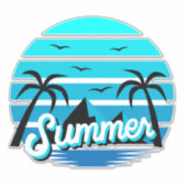 Blau und Schwarz Modernes Sommerdesign Aufkleber (Vorderseite)