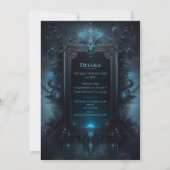 Blau und Schwarz Mystical Hexy Gothday Einladung (Rückseite)