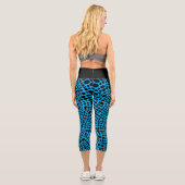 Blau und Schwarz Psychedelic Hautmuster Capri Leggings (Rückseite)