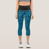 Blau und Schwarz Psychedelic Hautmuster Capri Leggings (Vorderseite)