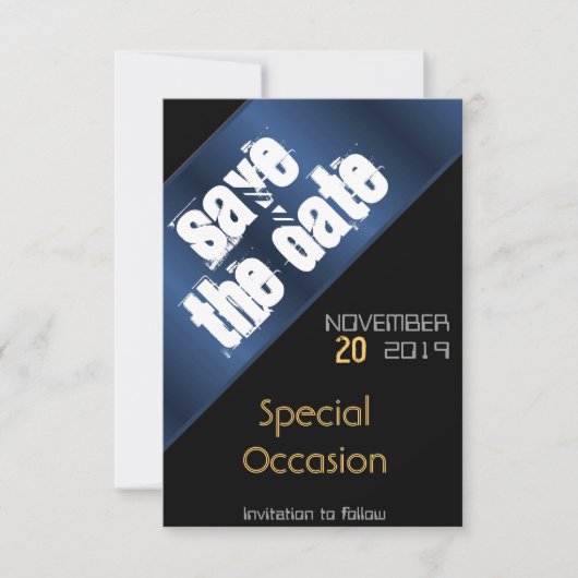 Blau und Schwarz Save the Date (Vorderseite)