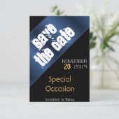 Blau und Schwarz Save the Date (Stehend Vorderseite)