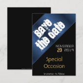 Blau und Schwarz Save the Date (Vorne/Hinten)