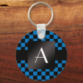 Blau- und Schwarz-Schachbrett Schlüsselanhänger (Vorderseite)