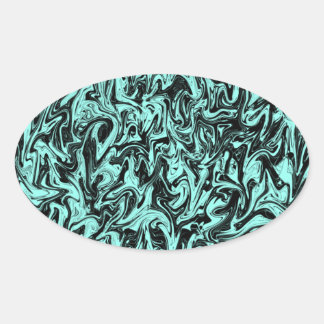Blau und Schwarz Swirl Ovaler Aufkleber