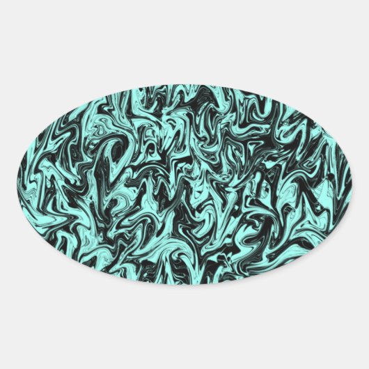 Blau und Schwarz Swirl Ovaler Aufkleber (Vorderseite)