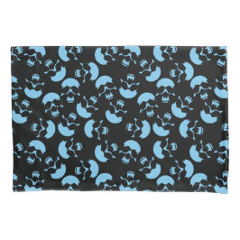 Blau- und Schwarz-Wiederholungsmotiv | Schädelmust Kissenbezug