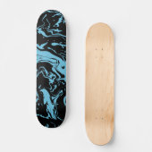 Blau und Schwarz Wirbel abstrakte Flüssigfarbe Skateboard (Vorderseite)