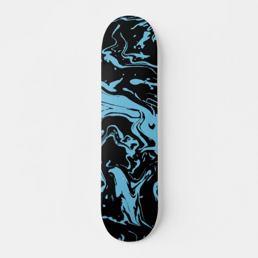 Blau und Schwarz Wirbel abstrakte Flüssigfarbe Skateboard (Vorne)