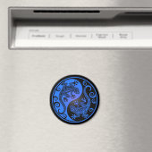 Blau und Schwarz Yin Yang Geckos Magnet (In Situ (Geschirrspüler))