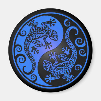 Blau und Schwarz Yin Yang Geckos Magnet