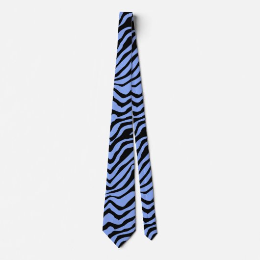 Blau und schwarz Zebra Print Neck Tie Krawatte (Vorderseite)