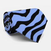 Blau und schwarz Zebra Print Neck Tie Krawatte (Gerollt)