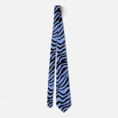 Blau und schwarz Zebra Print Neck Tie Krawatte (Rückseite)